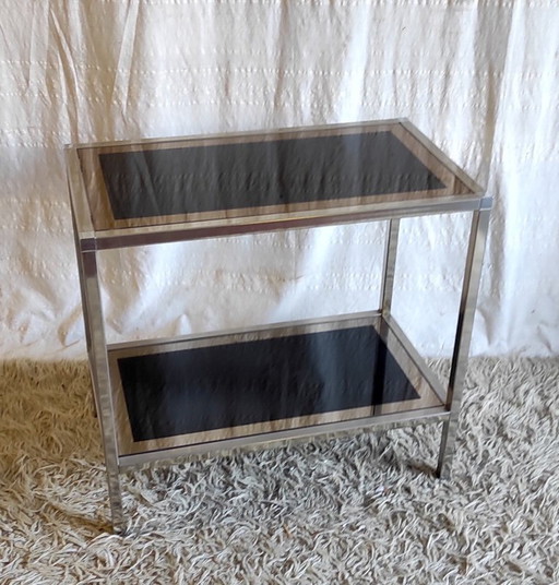 Consolle di design in metallo cromato e vetro - anni '70/'80