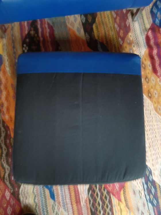 Image 1 of Divano e poltrona in pelle a 3 posti Hulshoff (blu)