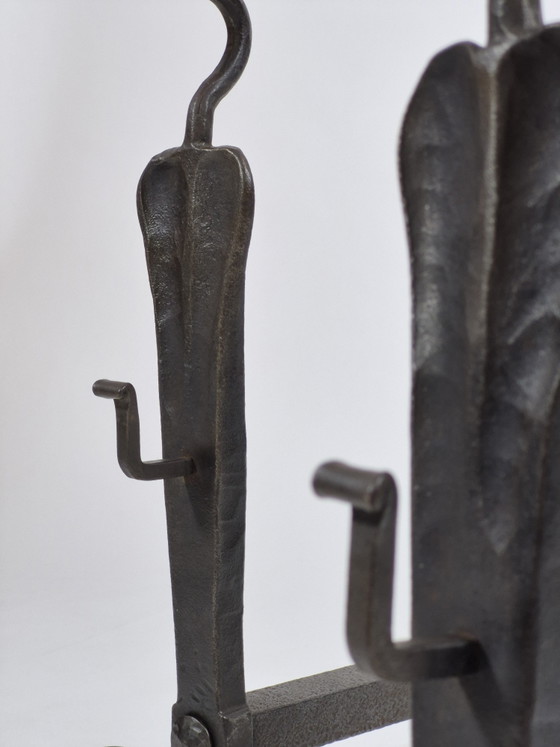 Paire de tréteaux de cheminée en métal forgé à la main, de forme élégante, en laiton – Objets déco, Metal (photo 8 of 15)