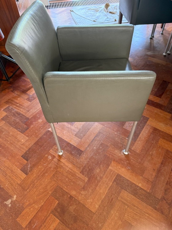 Vintage design leather dining chairs – Metal (photo 12 of 12)