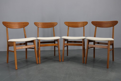 1960 Set van vijf gerestaureerde teakhouten eetkamerstoelen door Fastrup, Denemarken