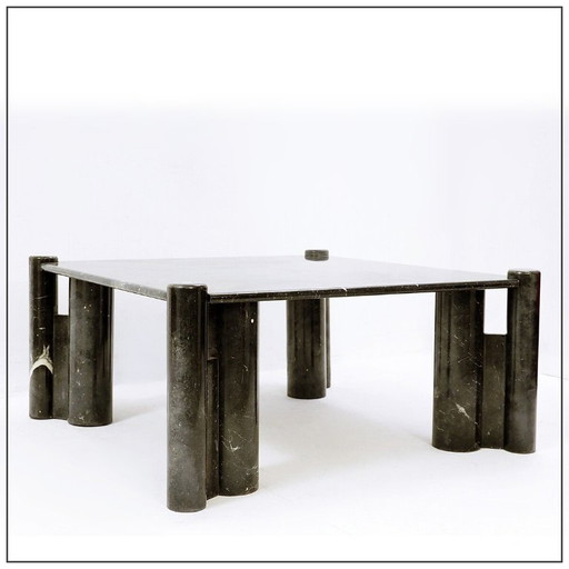 Vierkante salontafel in zwart marmer - Gae Aulenti-stijl - jaren 70