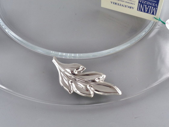 Image 1 of Clear glass tray with 925 silver leaves