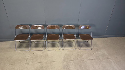 Vintage  folding chairs plia Giancarlo Piretti for castelli, 1970s, set of 5