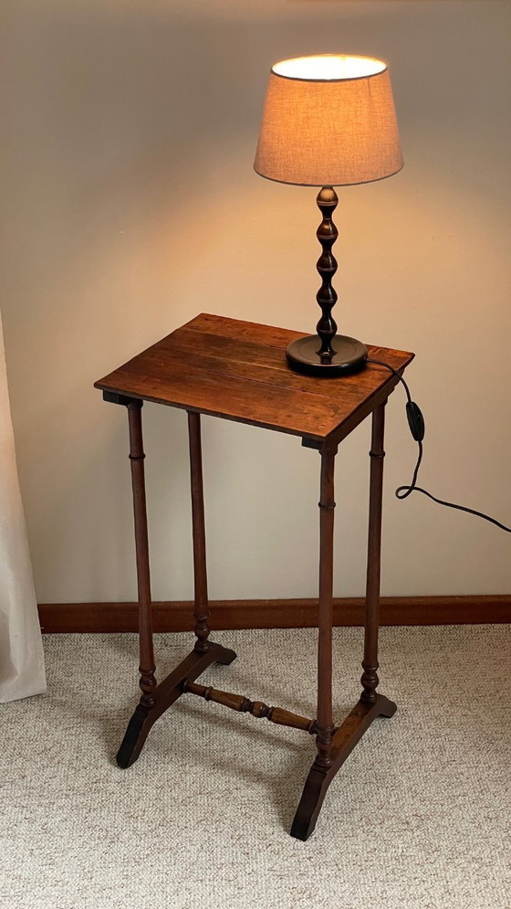 Image 1 of Antique Turned Wood Bedside Table