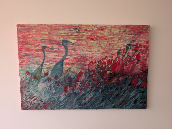 Birds in Green – Paintings & Drawings, Canvas (photo 4 of 5)