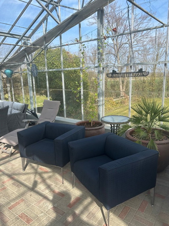 Image 1 of 2x Arper Sean Lounge Armchairs - Dark Blue