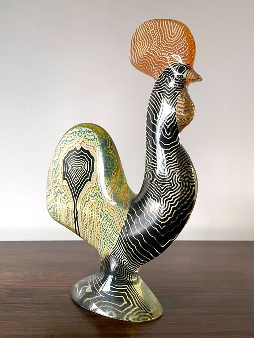 Figura de gallo grande de metacrilato de la década de 1970 de Abraham Palatnik