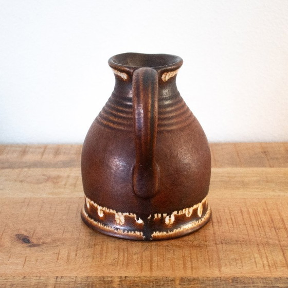 Image 1 of Brown and white vintage West German jug/vase: ceramic pitcher from the 1970s