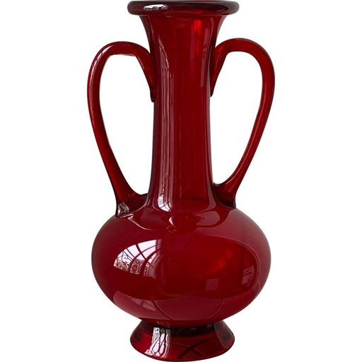 Scandinavian vintage red glass vase