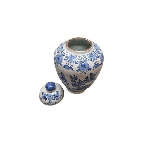Image 1 of Vecchio vaso con coperchio in ceramica di Delft, metà del XX secolo