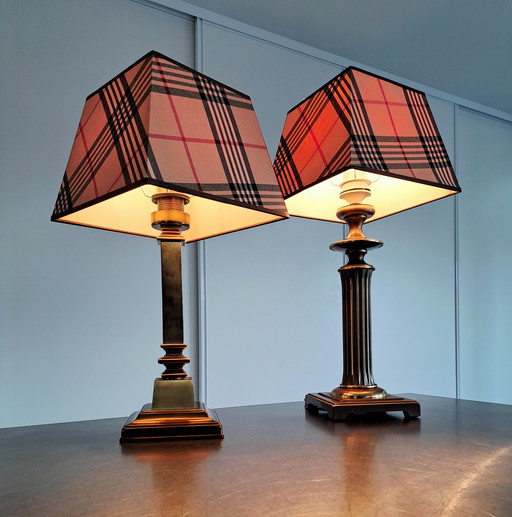 Set brass column tablelamp