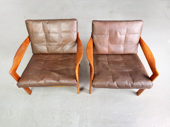 Image 1 of 2X Mid Century fauteuil Niels Eilersen Illum Wikkelsø Fauteuil Teak