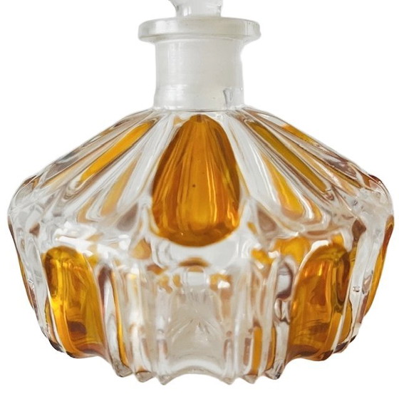 Image 1 of Artdeco stijl parfumfles persglas amber transparant 1950's