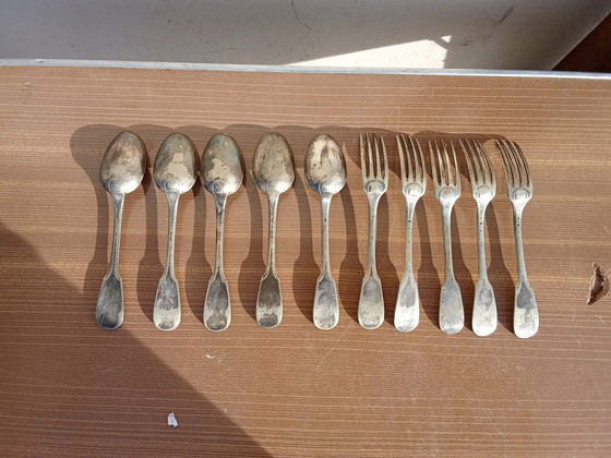 Image 1 of Ensemble Christofle ancien – Fourchettes & cuillères – Monogramme L.A 