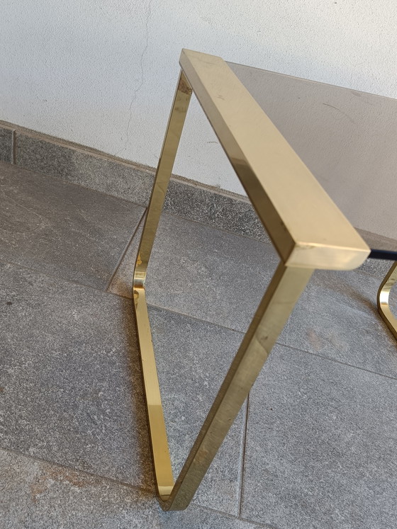 Italian 1970s Brass & Smoked Glass Side Table (photo 3 of 8)