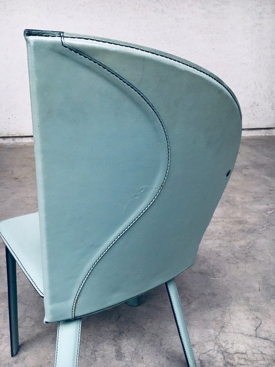 Image 1 of Postmodern Design Leather Dining Chair set by Mario Morbidelli for Naos, Italy 1980's