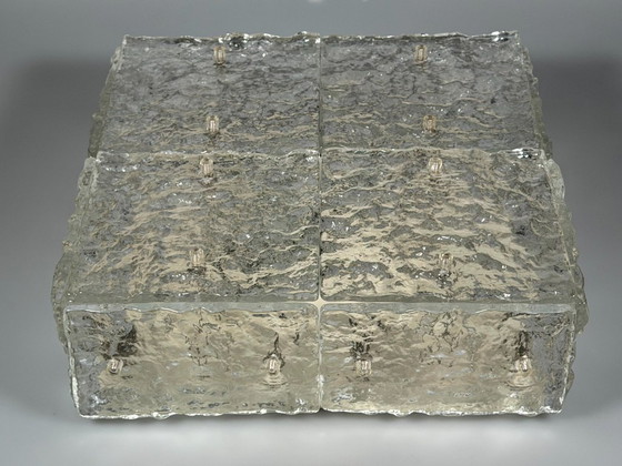Image 1 of 60er 70er Jahre Ice Glas Plafoniere Flush Mount von Kalmar Franken KG Österreich