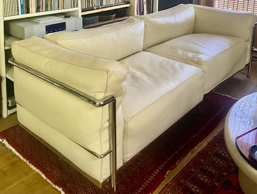 Coppia di chaise longue modello LC3 in pelle color gesso - vintage italiane - ottime condizioni