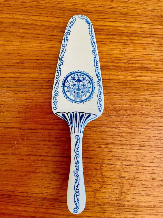 Image 1 of Plat à pâtisserie et pelles à gâteaux vintage en porcelaine de Gien, ensemble de 3