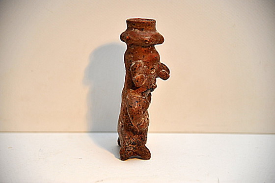 Nayarit Terrakotta-Figur, Frau mit Vase, Bildhauerei, Keramik, Braun, Vintage (Foto 5 von 11)