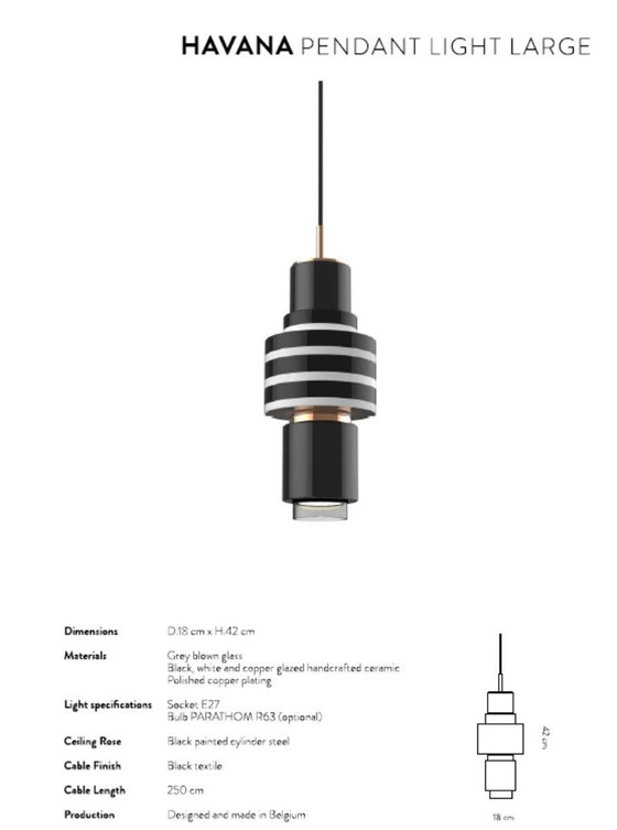 Image 1 of Lámpara de cerámica artesanal HAVANA de Casalto: iluminación de diseño única