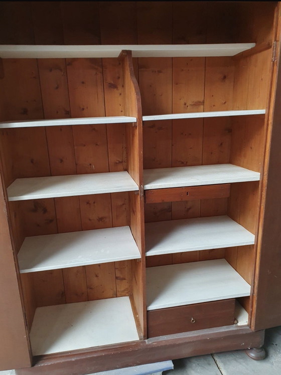 Image 1 of Pine 2-door cabinet, nice to restore, paint in a modern color with an antique look.