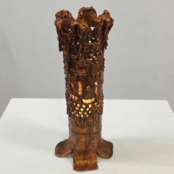 Brutalist Table Lamp Bronze 70's Sculptural Model (photo 4 of 7)