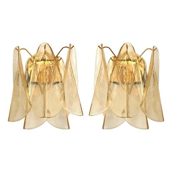 Image 1 of Amber Rondini Murano Glass Gold Wall Sconces by Simoeng, Set of 2