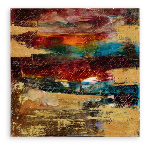 ALFREDO RAPETTI (Abstractie op basis van tekens). "Gold," 2007 - Gemengde technieken op canvas, 40x40x3 cm