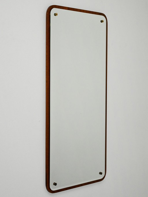 Zweedse rechthoekige teakhouten spiegel "Sara" model