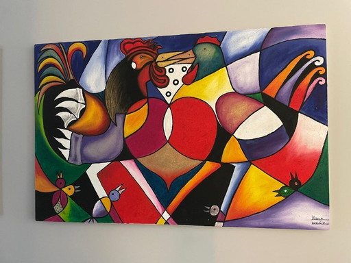 Peinture abstraite de style cubiste Artiste cap-verdien 'Eliseu'