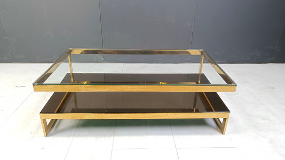 Image 1 of Table basse vintage à deux étages en belgochrome 23kt, 1970