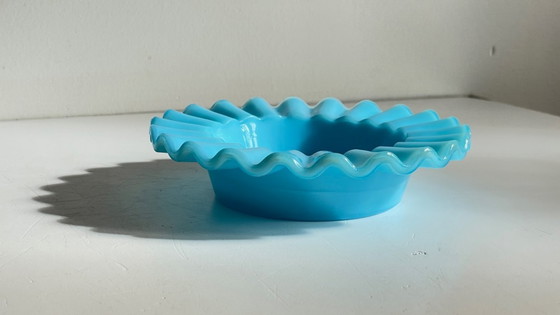 Image 1 of CENDRIER Vide-Poche Verre OPALIN Bleu VINTAGE