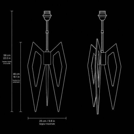 Grande Lampada Scultorea a Treppiede in Legno Tinto, Linee a Compasso – Anni 1960-70 – Lampade da tavolo (photo 10 of 10)