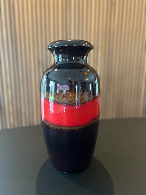 West Germany Scheurich vase 38 cm in red brown eggplant black