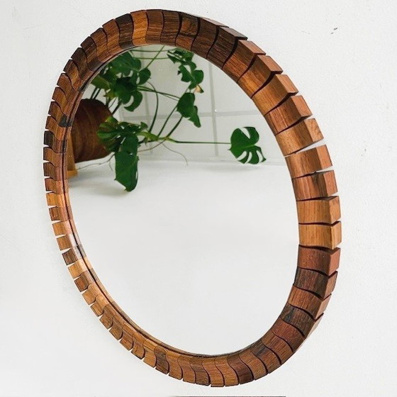Image 1 of Miroir rond en teck, design danois du milieu du XXe siècle, années 1960