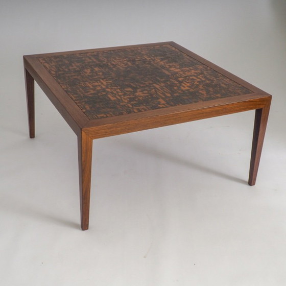 Image 1 of Mid-Century Modern salontafel van teakhout en koper van Severin Hansen