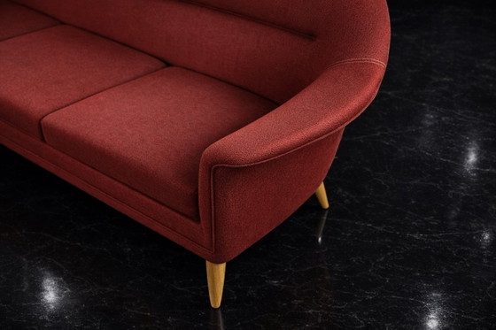 Image 1 of Canapé 3 Places Vintage Élégant Scandinave Moderne Mid-Century Rouge de Bröderna Anderssons, 1950s