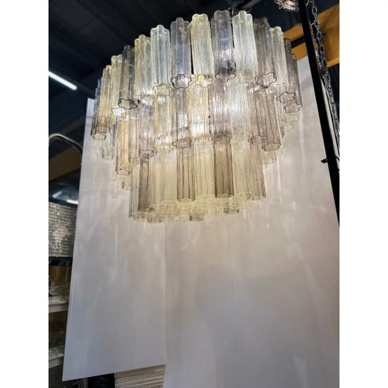 Image 1 of Lustre ovale de luxe en verre Tronchi teinté champagne