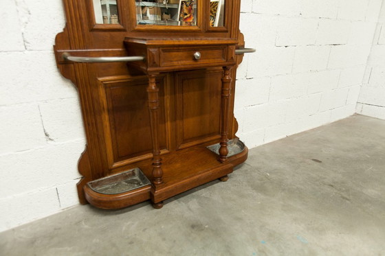 Image 1 of Vestiaire Napoléon III en noyer fin 19e, 3 miroirs, marbre