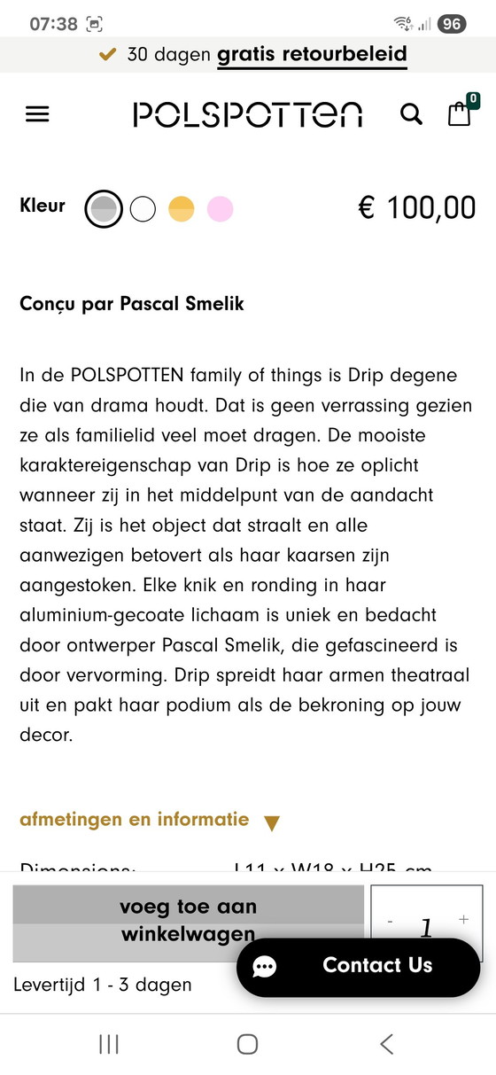 Image 1 of Pols Potten Drip Candlestick L