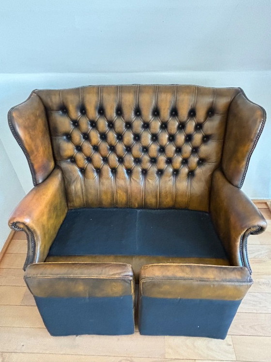 Image 1 of vintage leren bank