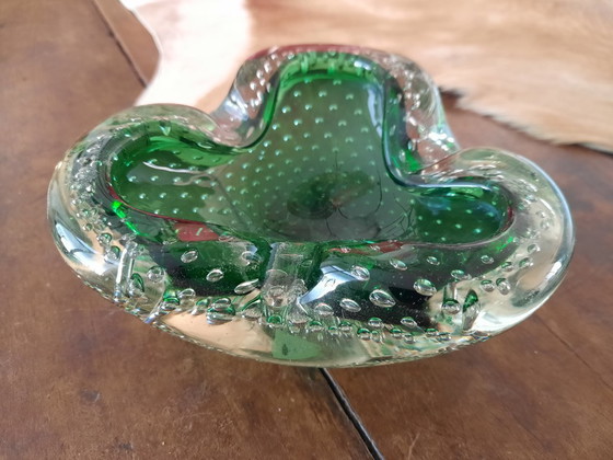 Image 1 of bol/cendrier en verre de Murano vintage – bullicante – dans le style de Flavio Poli