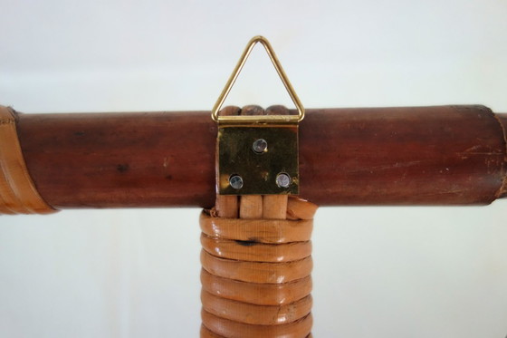 Image 1 of Porte manteaux mural bambou et rotin vintage