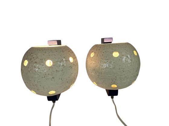 Image 1 of Apliques de pared (2) - arcilla chamota - Space age - mediados del siglo moderno - años 70