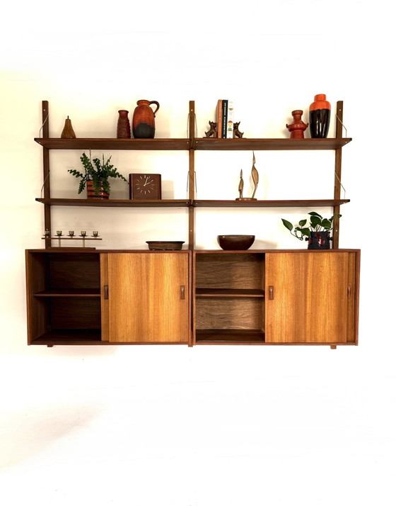Image 1 of Vintage teakhouten modulair wandsysteem, denemarken ‘60