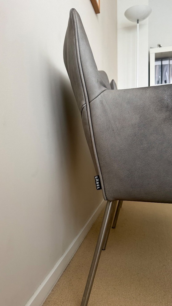 4 leather Dining chairs Gerard van der Berg brand Label – Metal (photo 5 of 6)