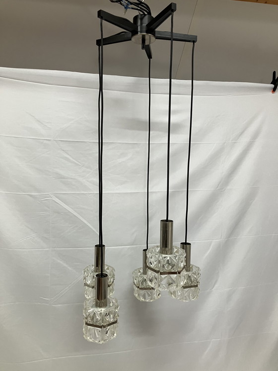 Image 1 of Lampadario Kinkeldey o lampada a sospensione a cascata con vetro di cristallo