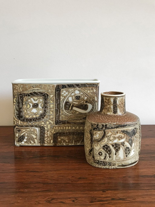 Ceramic Vases by Nils Thorsson for Royal Copenhagen, Denmark, 1960s, set of 2